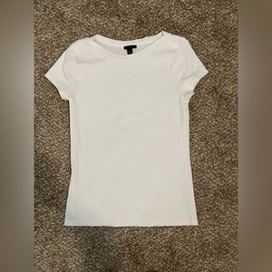 Fitted Boatneck White T-Shirt, Size Small Petite